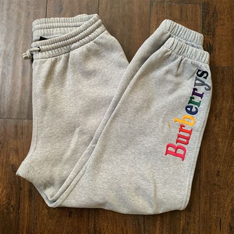 burberry rainbow embroidered logo cotton sweatpants